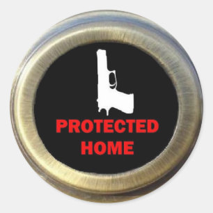 Sticker Rond Sécurité de la maison verrouillée et chargée