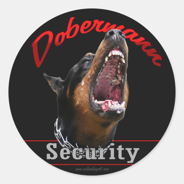 Sticker Rond Sécurité Dobermann (Devant)