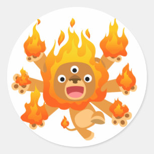 Sticker Rond Seigneur du Feu ! ! (mignon lion de dessin animé)