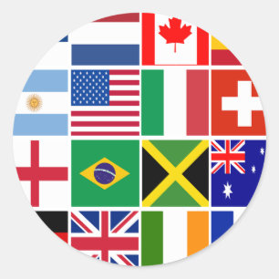 Sticker Rond Seize drapeaux de beaucoup de T-shirts de nations,