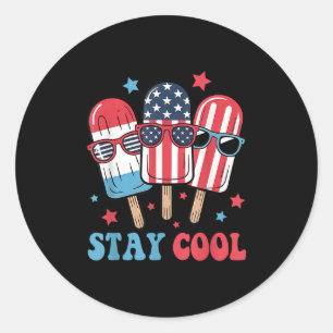 Sticker Rond Séjour Cool Popsicle 4 juillet Patriotique Usa Ame
