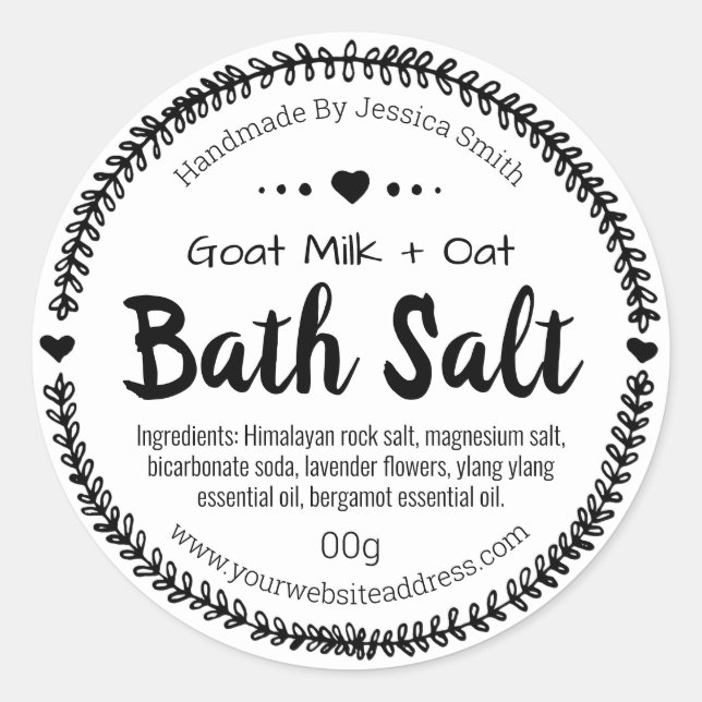 Sticker Rond Sel de bain végétal à base de plantes (Devant)