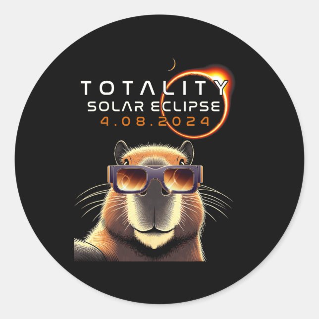 Sticker Rond Selfie Avec Totalité Eclipse Capybara Lover (Devant)