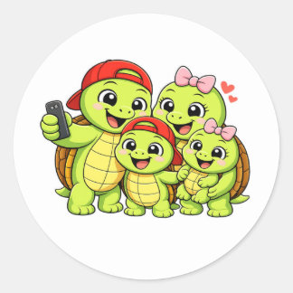 Sticker Rond Selfie de famille