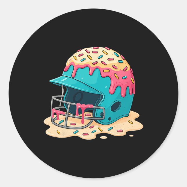 Sticker Rond Sell Catcher Helmet With Face Mask Ice-cream Dripp (Devant)