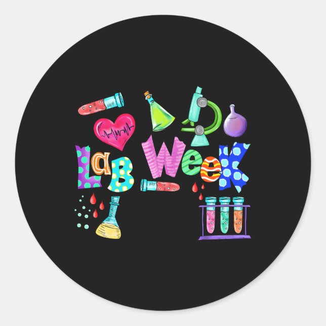 Sticker Rond Semaine du laboratoire 2023 Technicien Médicale de (Devant)