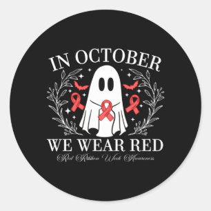 Sticker Rond Semaine du Ruban Rouge Création de Fantôme en Octo