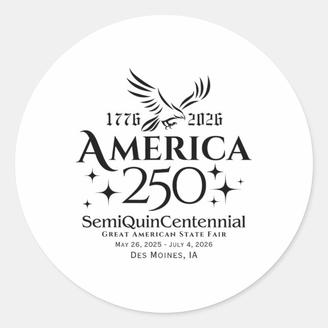 Sticker Rond Semi-quinzième anniversaire de l'Usa 250e annivers (Devant)