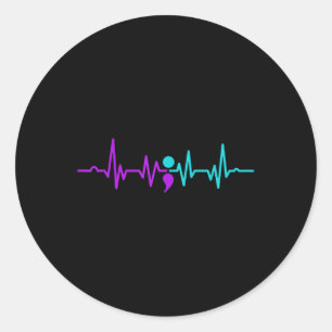 Sticker Rond Semicolon, battement cardiaque Prévention du suici