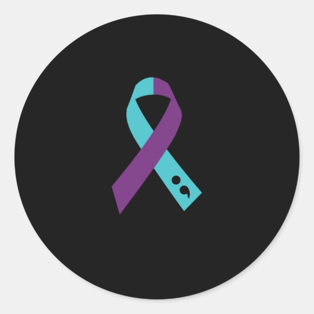 Sticker Rond Semicolon de ruban violet turquoise Prévention du  (Devant)