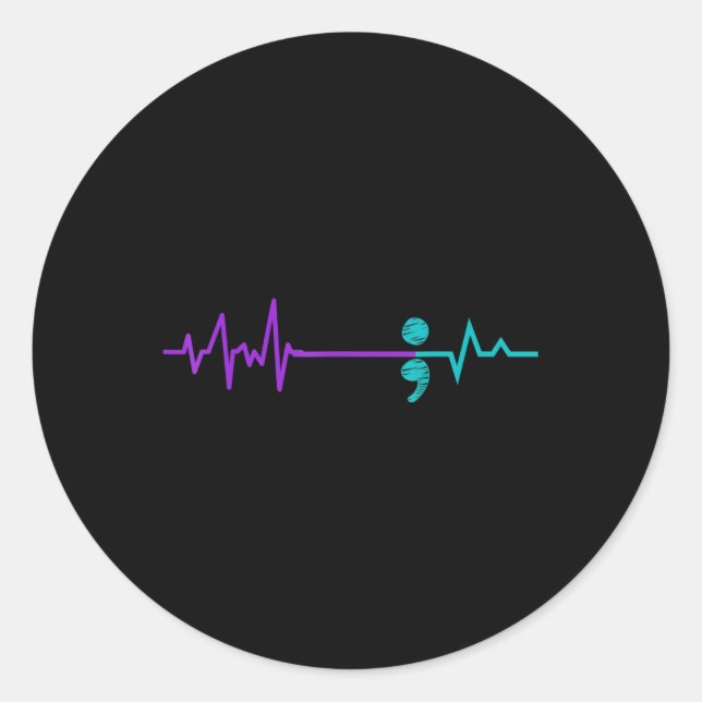 Sticker Rond Semicolon de sensibilisation à la prévention du su (Devant)