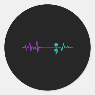 Sticker Rond Semicolon de sensibilisation à la prévention du su