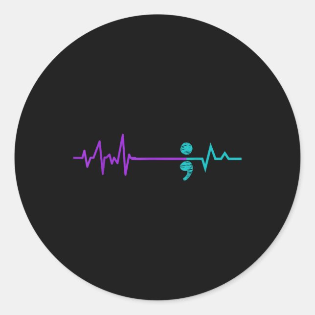 Sticker Rond Semicolon de sensibilisation à la prévention du su (Devant)