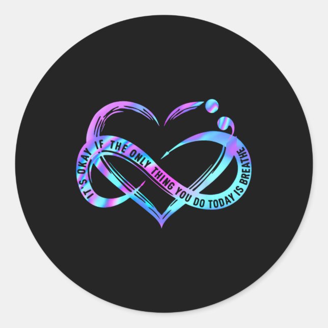 Sticker Rond Semicolon de sensibilisation au suicide 988 Idées  (Devant)