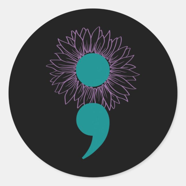 Sticker Rond Semicolon de tournesol Sensibilisation au suicide  (Devant)