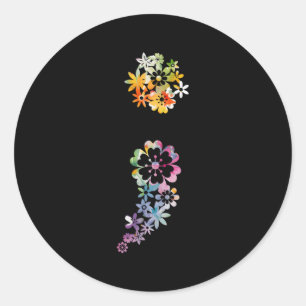 Sticker Rond Semicolon Fleur Tal La santé, ça compte Sensibilis