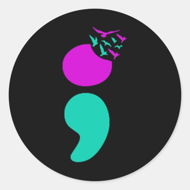 Sticker Rond Semicolon Prévention du suicide Santé mentale Suic (Devant)