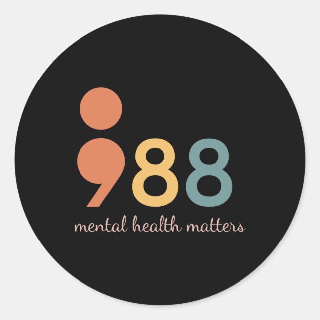 Sticker Rond Semicolon Problèmes de santé mentale Prévention du (Devant)