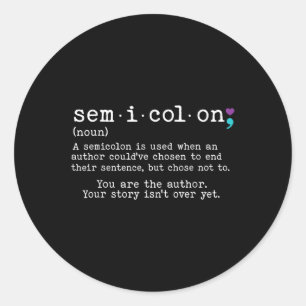 Sticker Rond Semicolon rétro Définition Prévention du suicide A