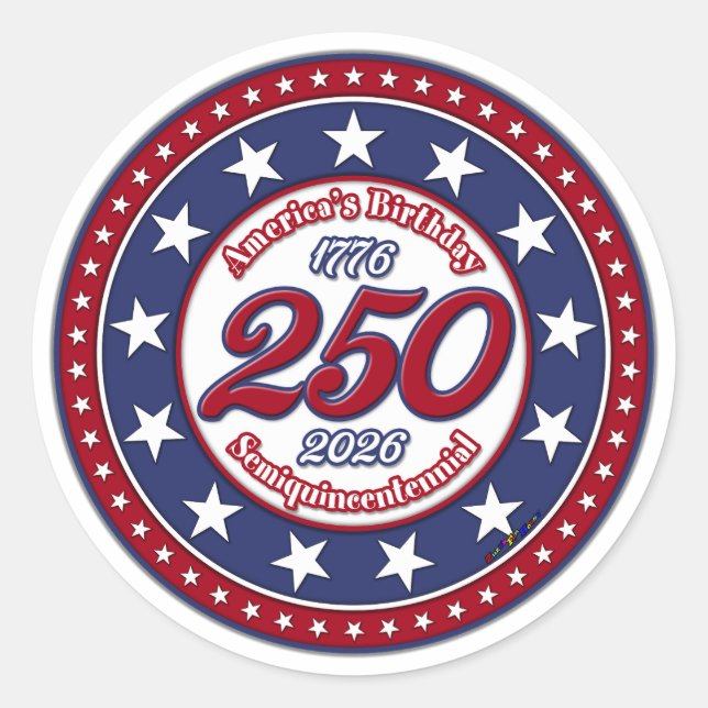 Sticker Rond Semiquincentenaire du 250e anniversaire de l'Améri (Devant)