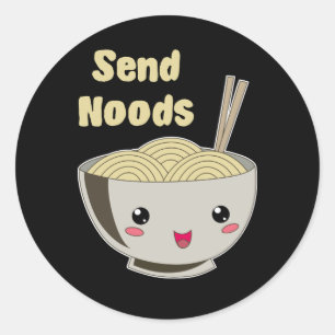 Sticker Rond Send Noods Vintage Ramen Japonais Noodle Soup