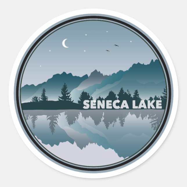 Sticker Rond Seneca Lake New York Réflexion (Devant)