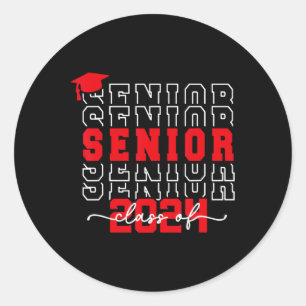 Sticker Rond Senior 2024 Class Of 2024 Back To School Graduatio