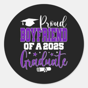 Sticker Rond Senior 2025 Fier Garçon D'Un Cl De 2025 Gradua