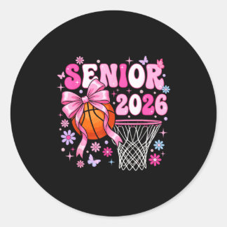 Sticker Rond Senior 2026 class of 2026 basketball coquette bow