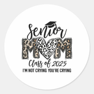 Sticker Rond Senior Mom Cl Of 2025 Senior Mama 2025 Leopard Gra