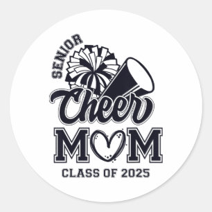 Sticker Rond Senior Pom-pom girl Mom Cheer Cl Of 2025 Graduatio