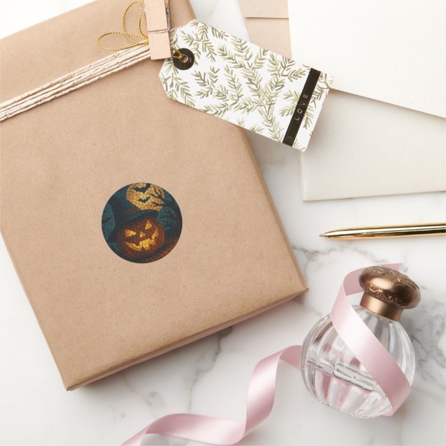 Sticker Rond Sensational Mosaic Pumpkin Halloween (Cadeaux)