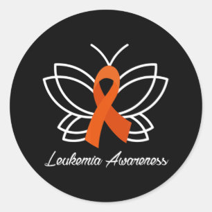 Sticker Rond Sensibilisation à la leucémie du ruban papillon Am