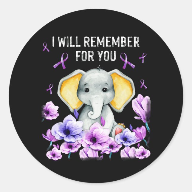 Sticker Rond Sensibilisation à la maladie d'Alzheimer Eléphant  (Devant)