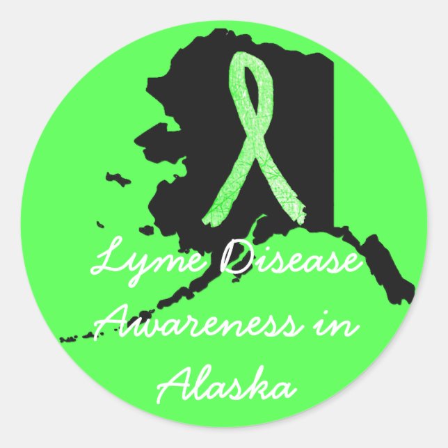 Sticker Rond Sensibilisation à la maladie de Lyme en Alaska Sti (Devant)