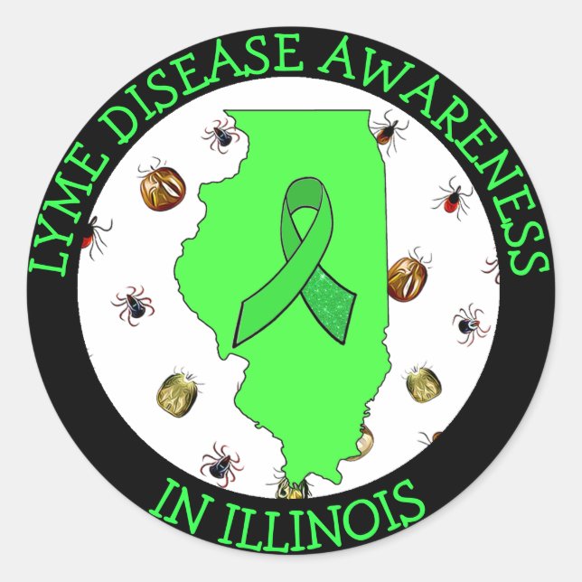 Sticker Rond Sensibilisation à la maladie de Lyme en Illinois S (Devant)