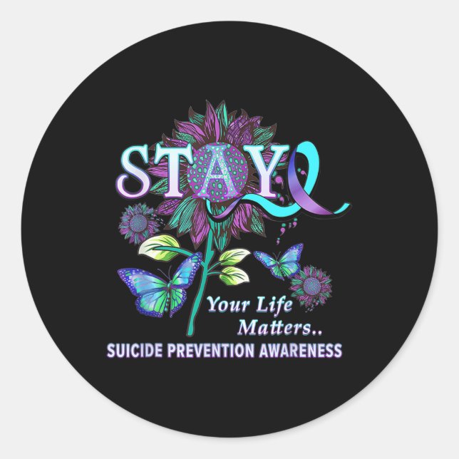 Sticker Rond Sensibilisation à la prévention du suicide Restez  (Devant)