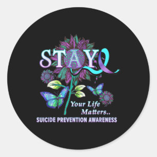 Sticker Rond Sensibilisation à la prévention du suicide Restez