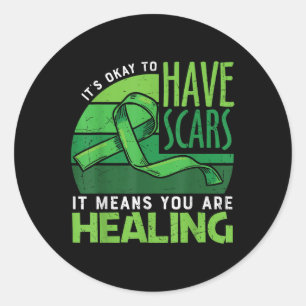 Sticker Rond Sensibilisation à la santé mentale du ruban vert