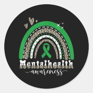 Sticker Rond Sensibilisation à la santé mentale - léopard arc-e