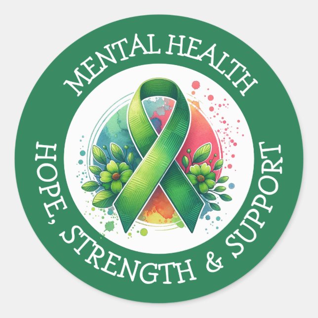 Sticker Rond Sensibilisation à la santé mentale - Soutien Force (Devant)