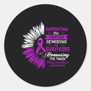 Sticker Rond Sensibilisation À La Surdose De Drogue À L'Appui D