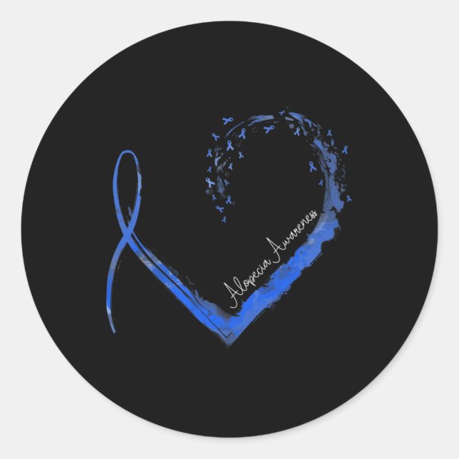 Sticker Rond Sensibilisation à l'alopécie du coeur du ruban 1 (Devant)