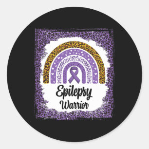 Sticker Rond Sensibilisation à l'épilepsie Arc-en-ciel décoloré