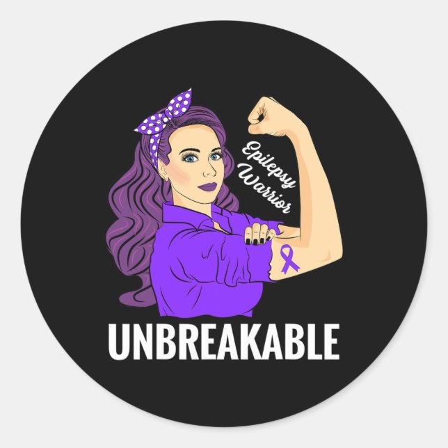 Sticker Rond Sensibilisation à l'épilepsie Épileptique Purple R (Devant)