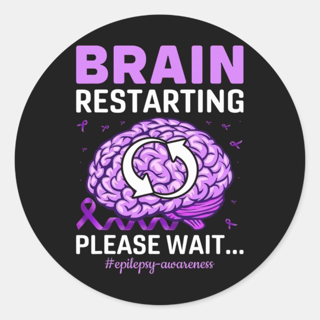 Sticker Rond Sensibilisation à l'épilepsie Funny Cerveau redéma (Devant)
