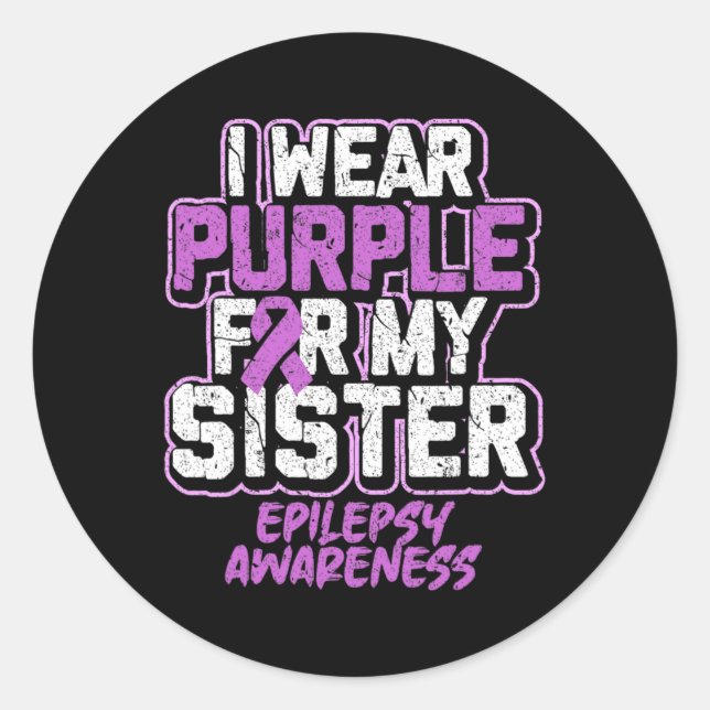 Sticker Rond Sensibilisation à l'épilepsie Je porte le violet p (Devant)