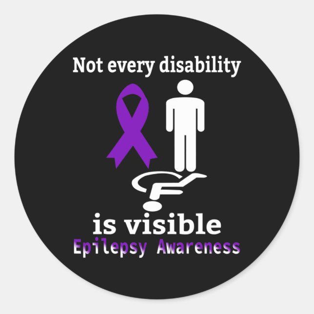 Sticker Rond Sensibilisation à l'épilepsie Violet Ribbon Epilep (Devant)