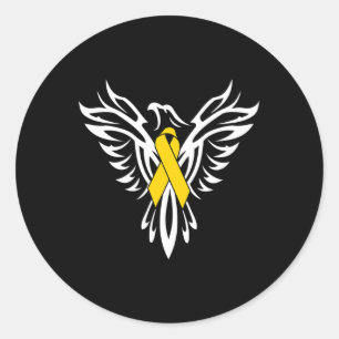 Sticker Rond Sensibilisation au cancer chez l'enfant Ruban d'or