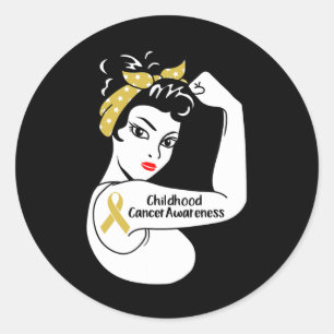 Sticker Rond Sensibilisation au cancer chez les enfants Femmes